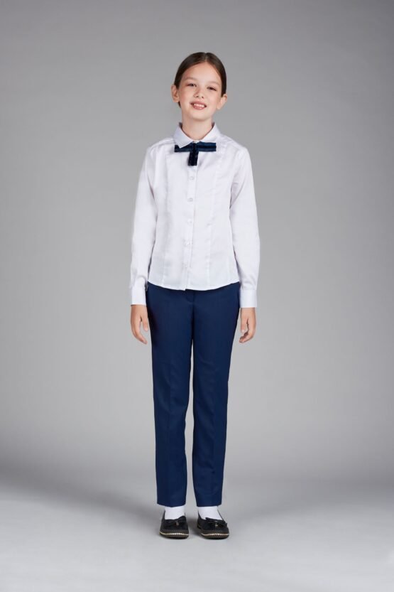 Блузка классическая со съемным галстуком, белая