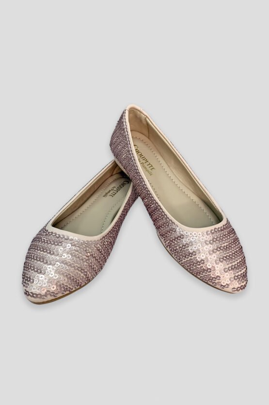 Туфли -балетки с пайетками, золото