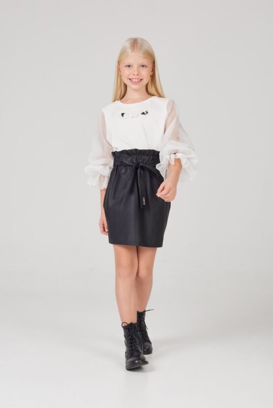 Юбка из экокожи, с завышенной талией