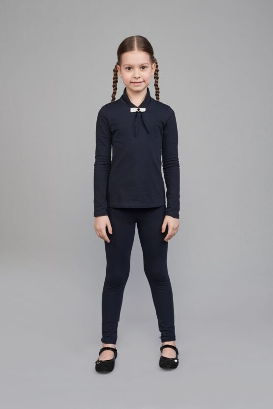 Блузка трикотажная с бантиком, синий