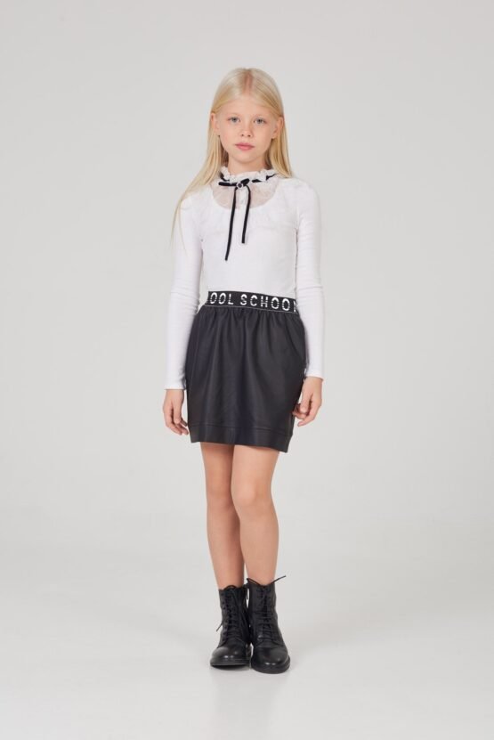 Юбка из экокожи, черный