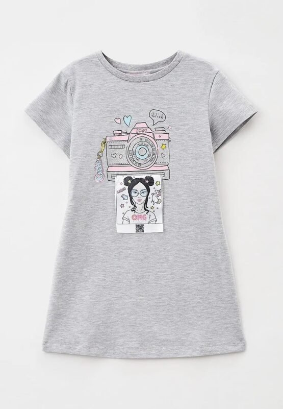 Платье домашнее с принтом и декором