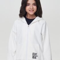 Куртка -бомбер из футера белый