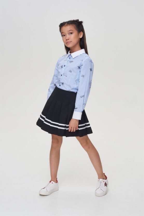 Блузка экрю в голубую полоску