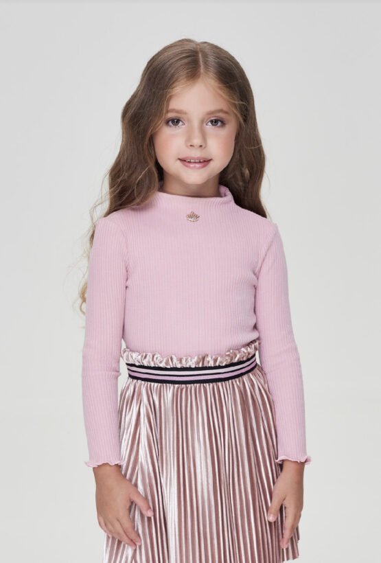 Водолазка с декором -пудровый