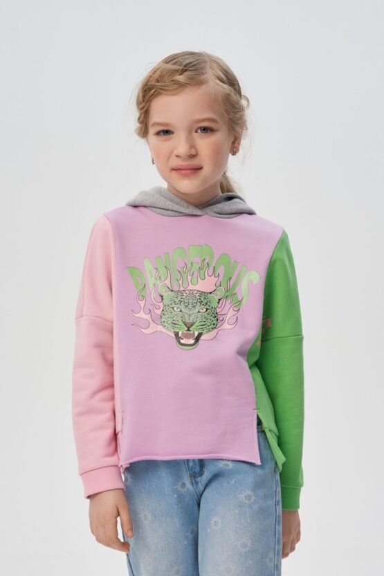 Толстовка укороченная с принтом