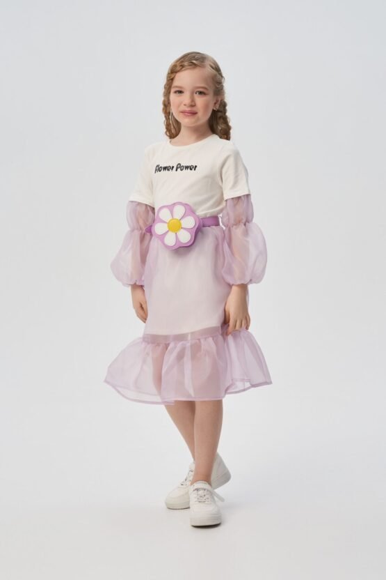 Платье комбинированное с сумочкой на поясе