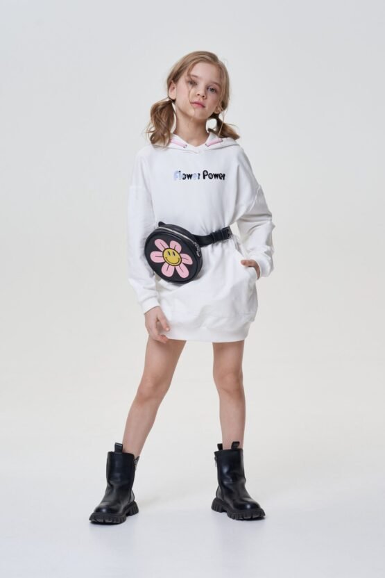 Платье из футера с сумочкой на поясе