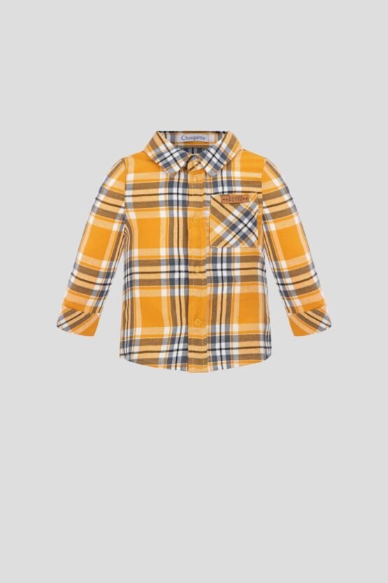 Рубашка фланелевая, бежевая клетка